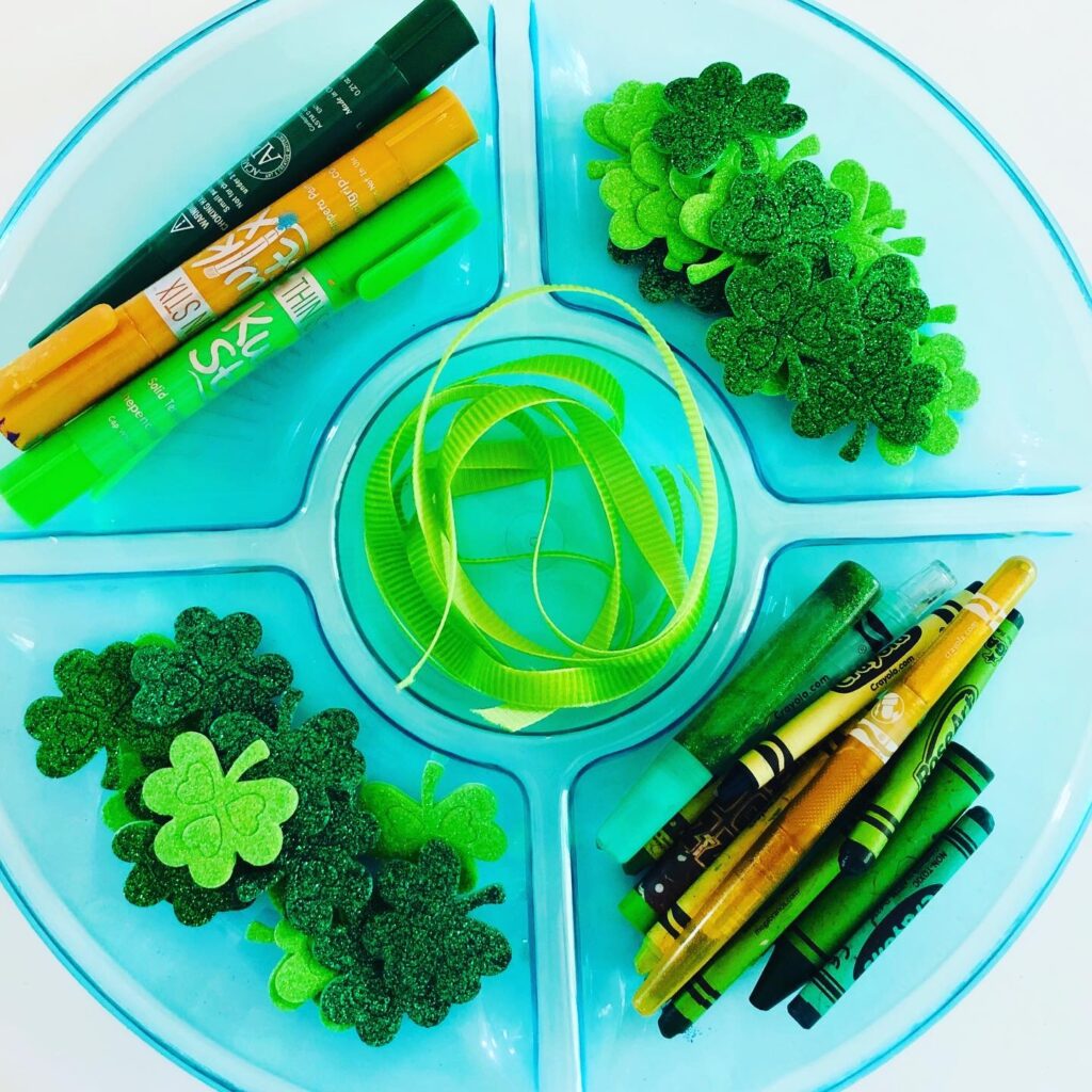 St. Patrick's Day Craft Tray Setup