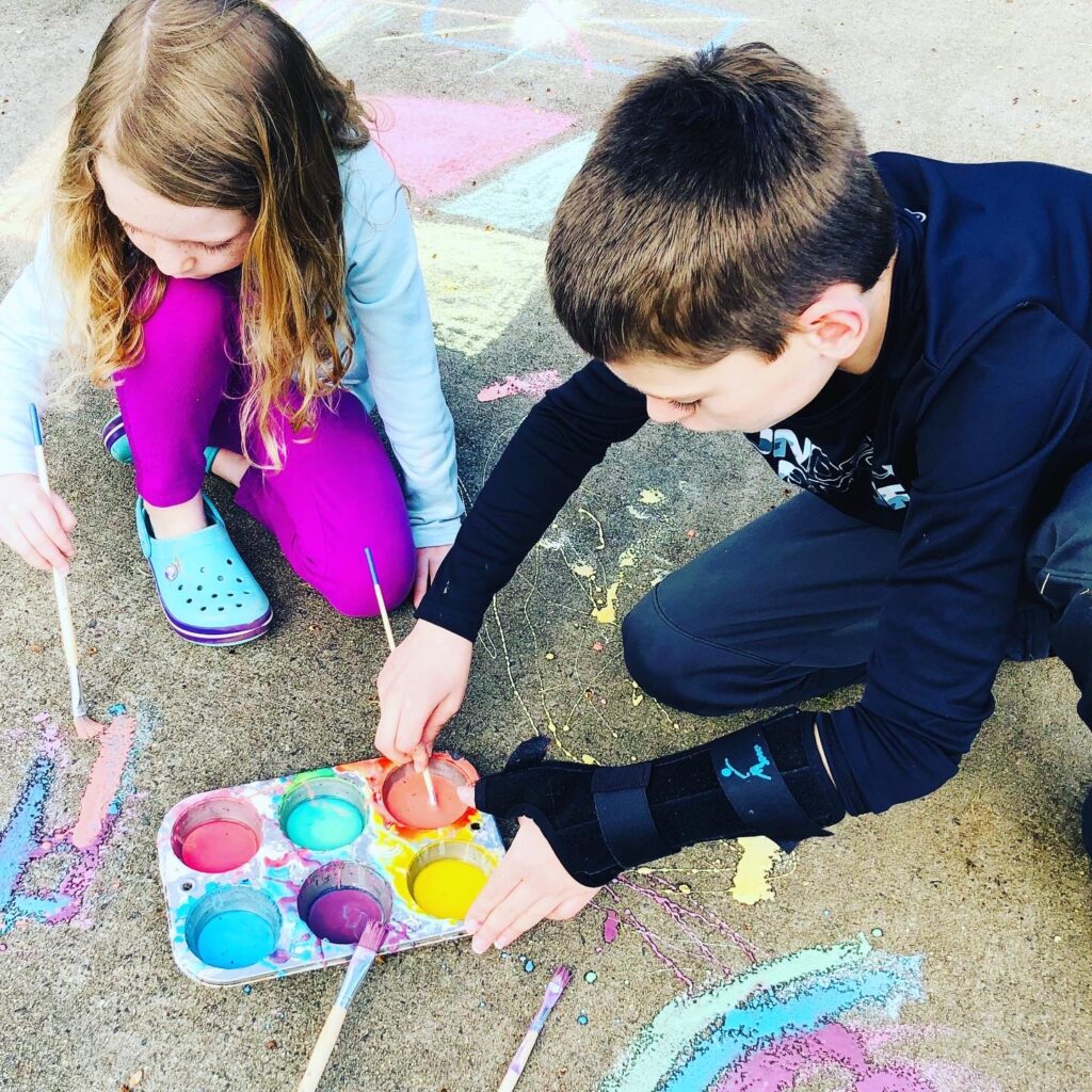 Messy Outdoor Play with Sidewalk Paint