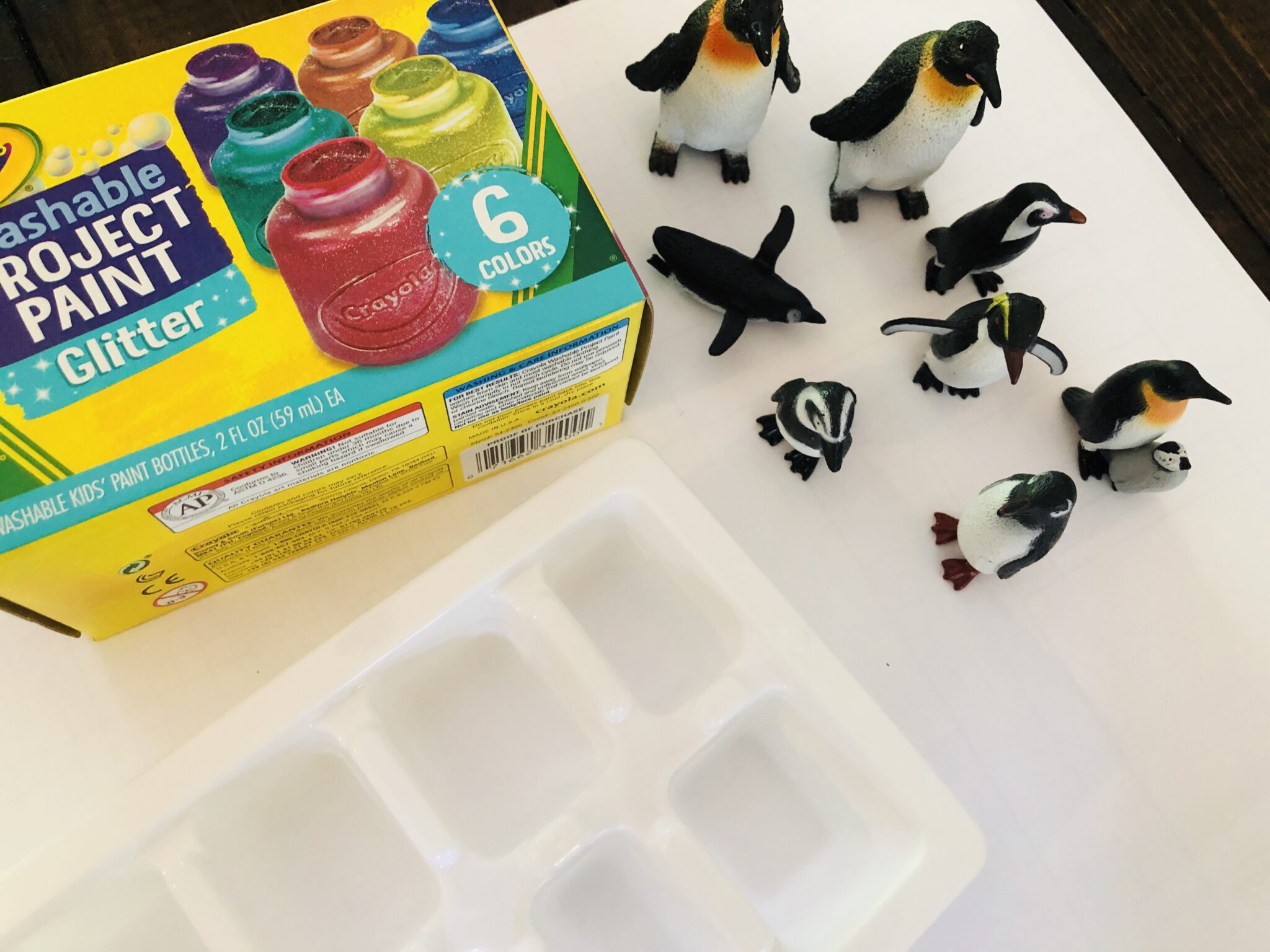 Penguin Ice Cube Painting Activity for Kids Glitter On A Dime