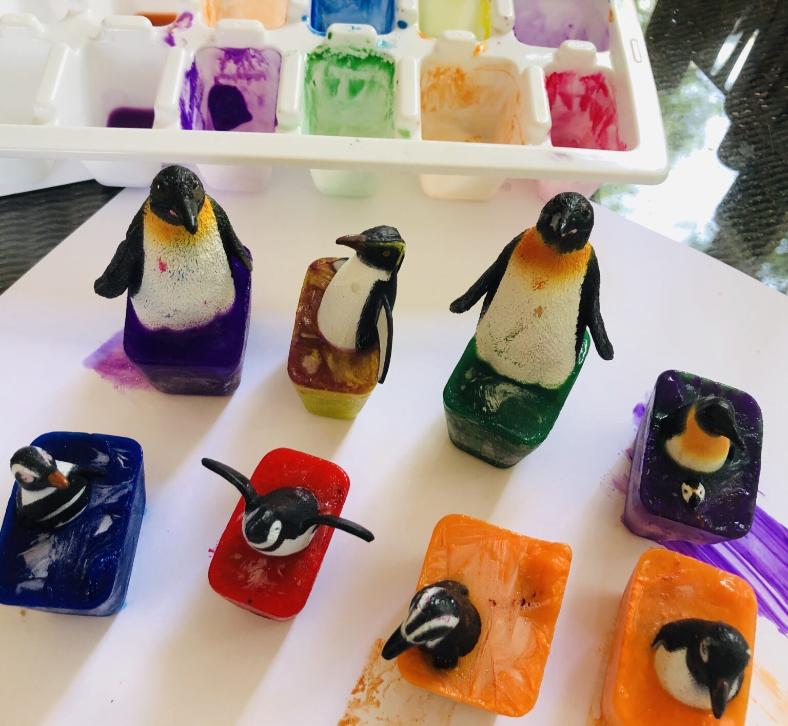 Penguin Ice Cube Painting Activity for Kids Glitter On A Dime