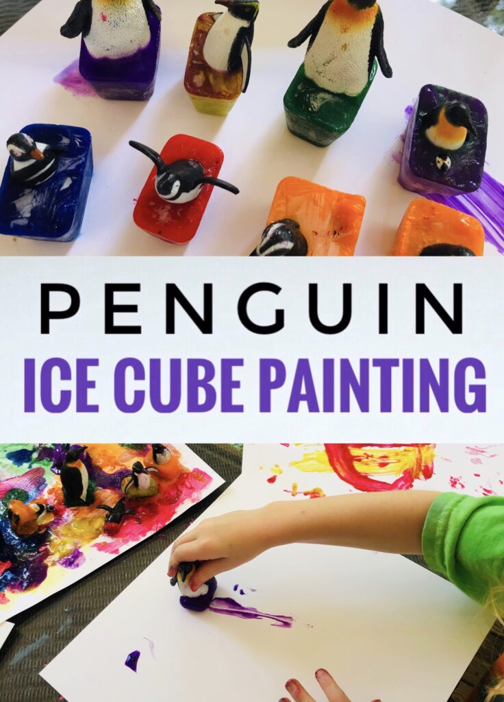 Penguin Ice Cube Painting Activity for Kids