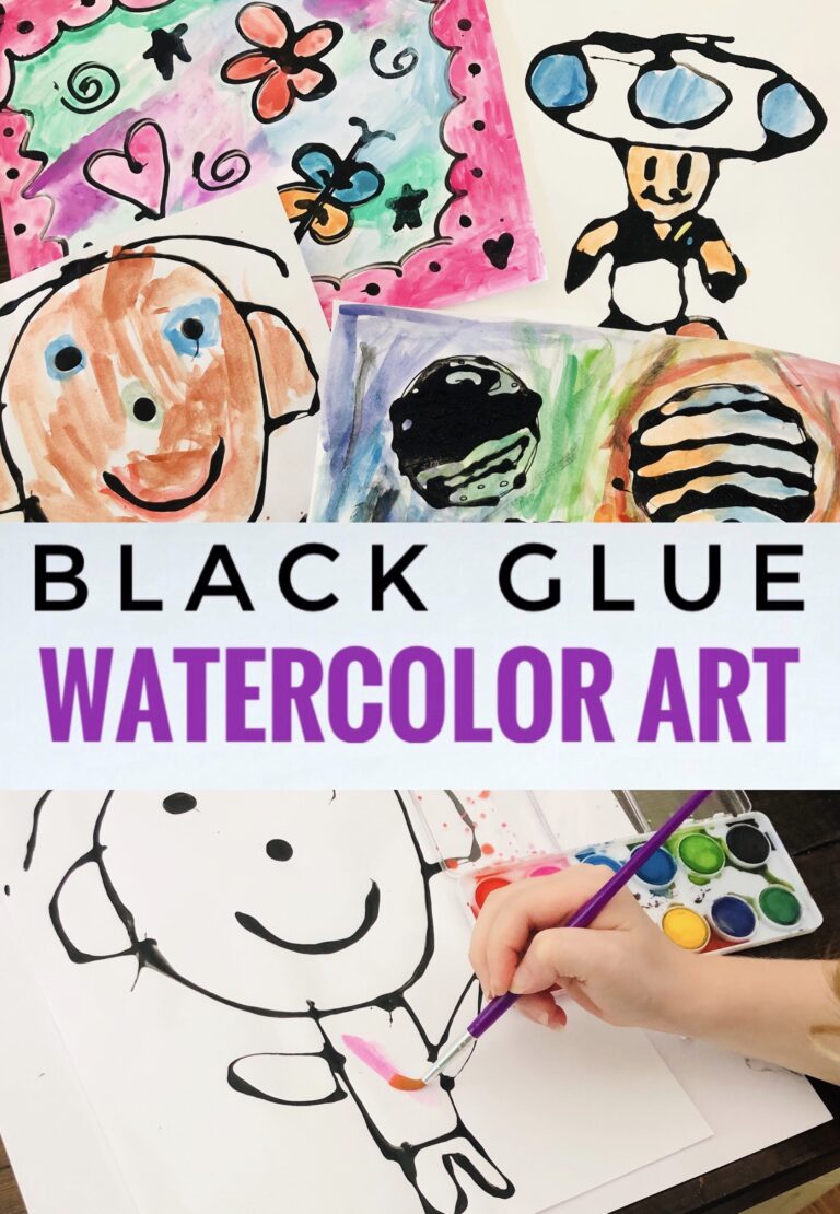 Black Glue Watercolor Art Project for Kids - Glitter On A Dime