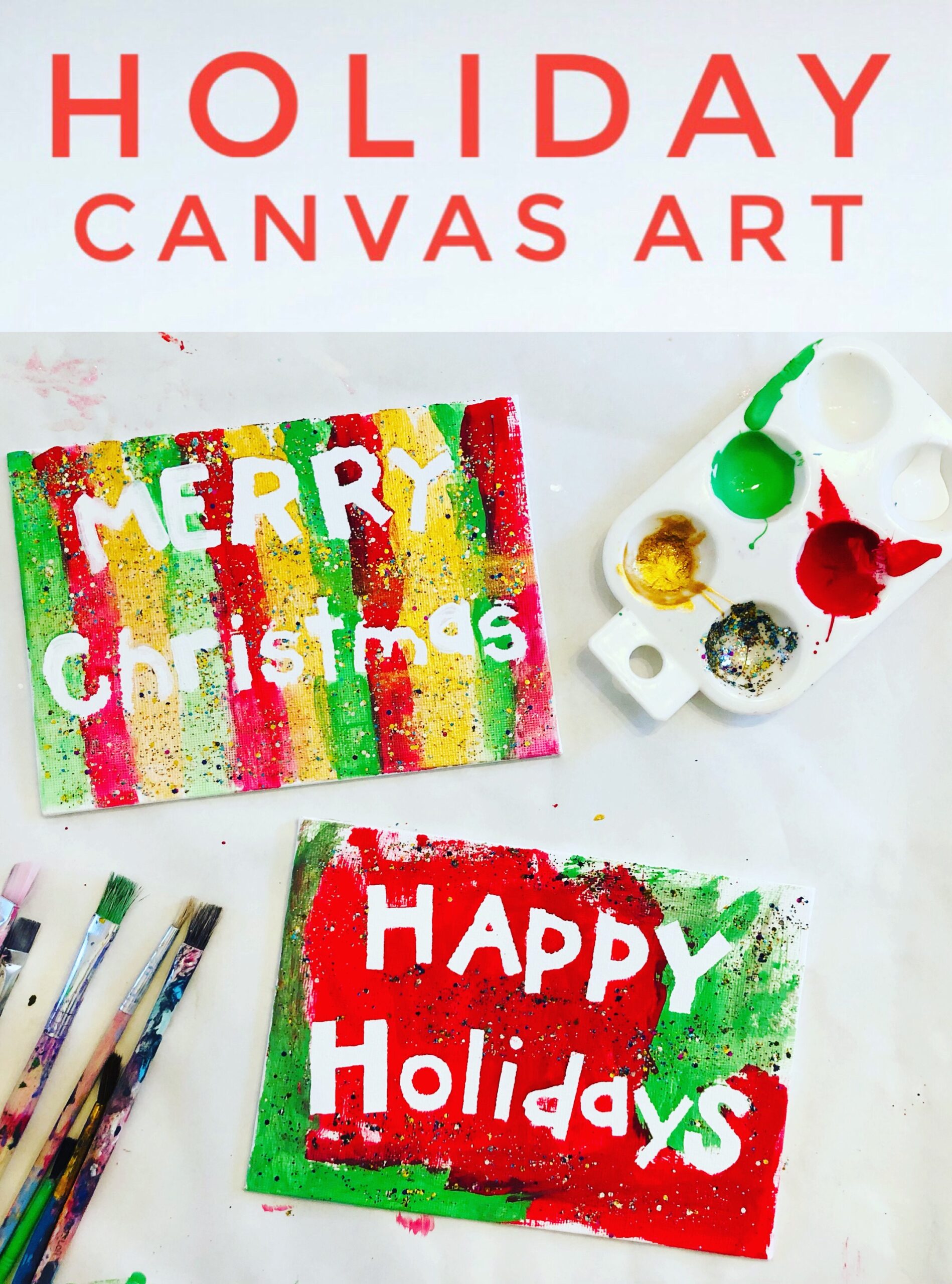 Christmas Canvas Art for Kids Glitter On A Dime