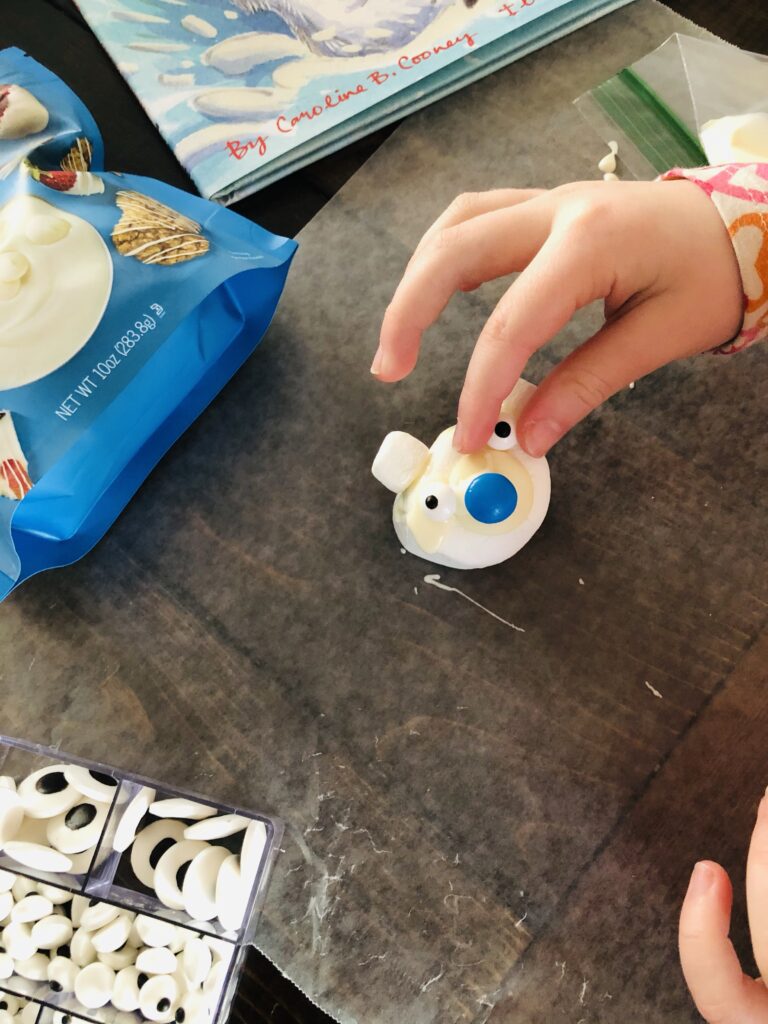 Creating a polar bear marshmallow with kids