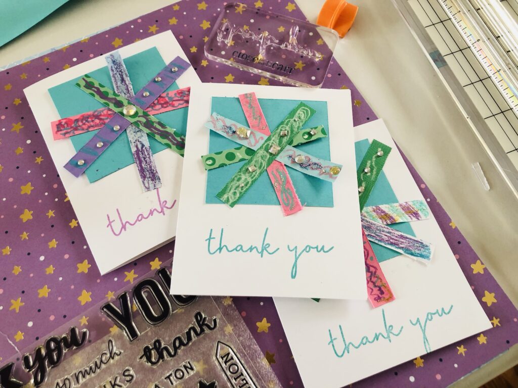 Making cards with kids artwork