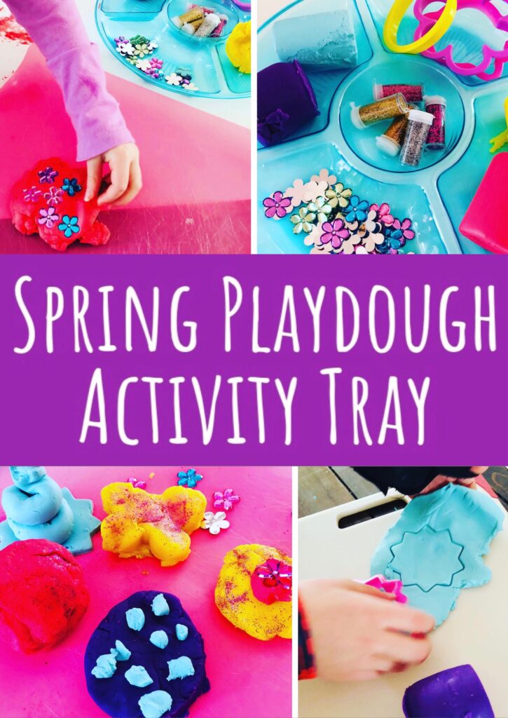 Spring Playdough Activity Tray using Dollar Tree Supplies