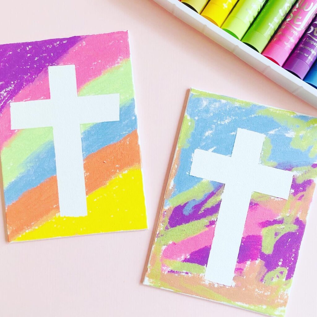 Tape Resist Easter Cross Craft