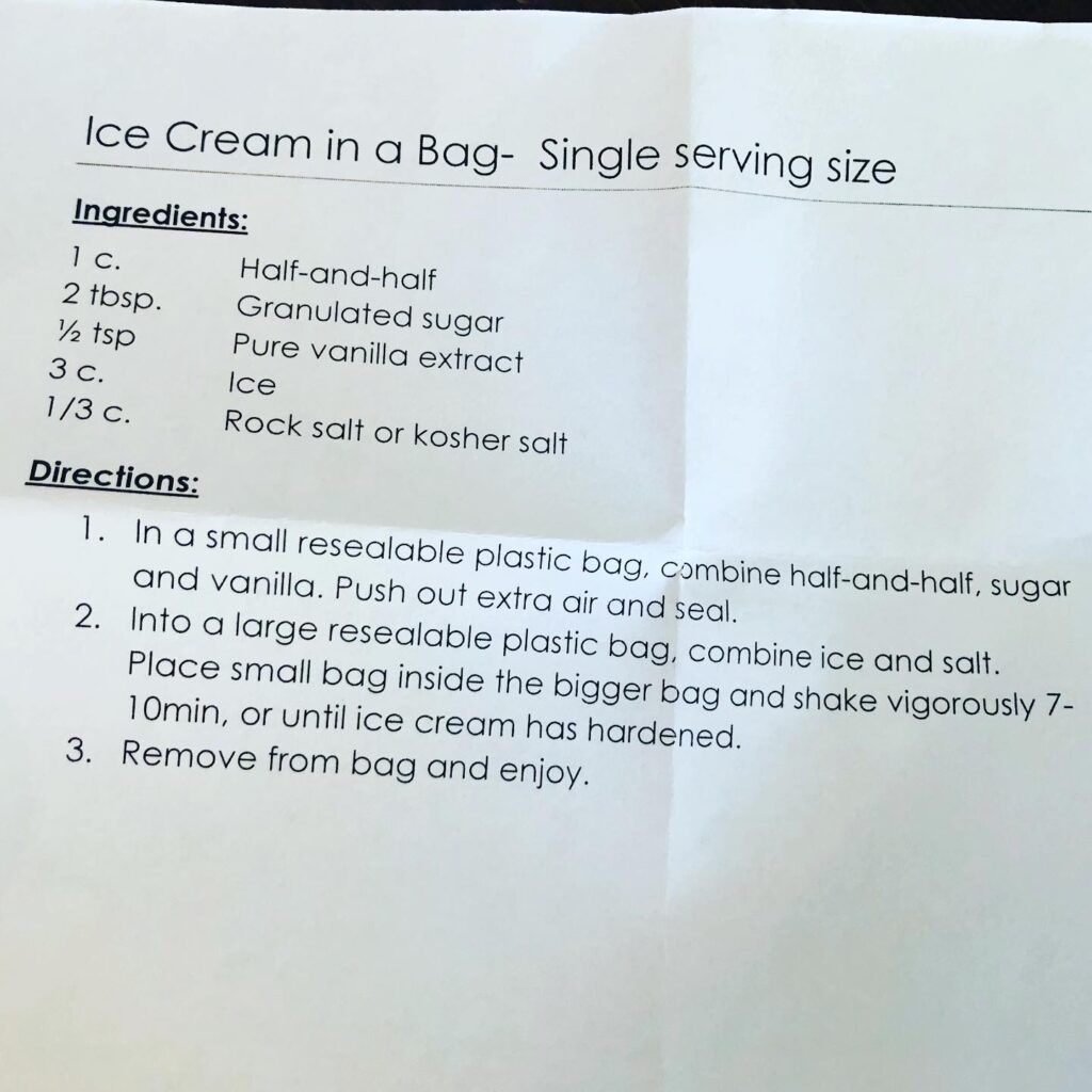 Ice Cream in a Bag Single Serving Recipe