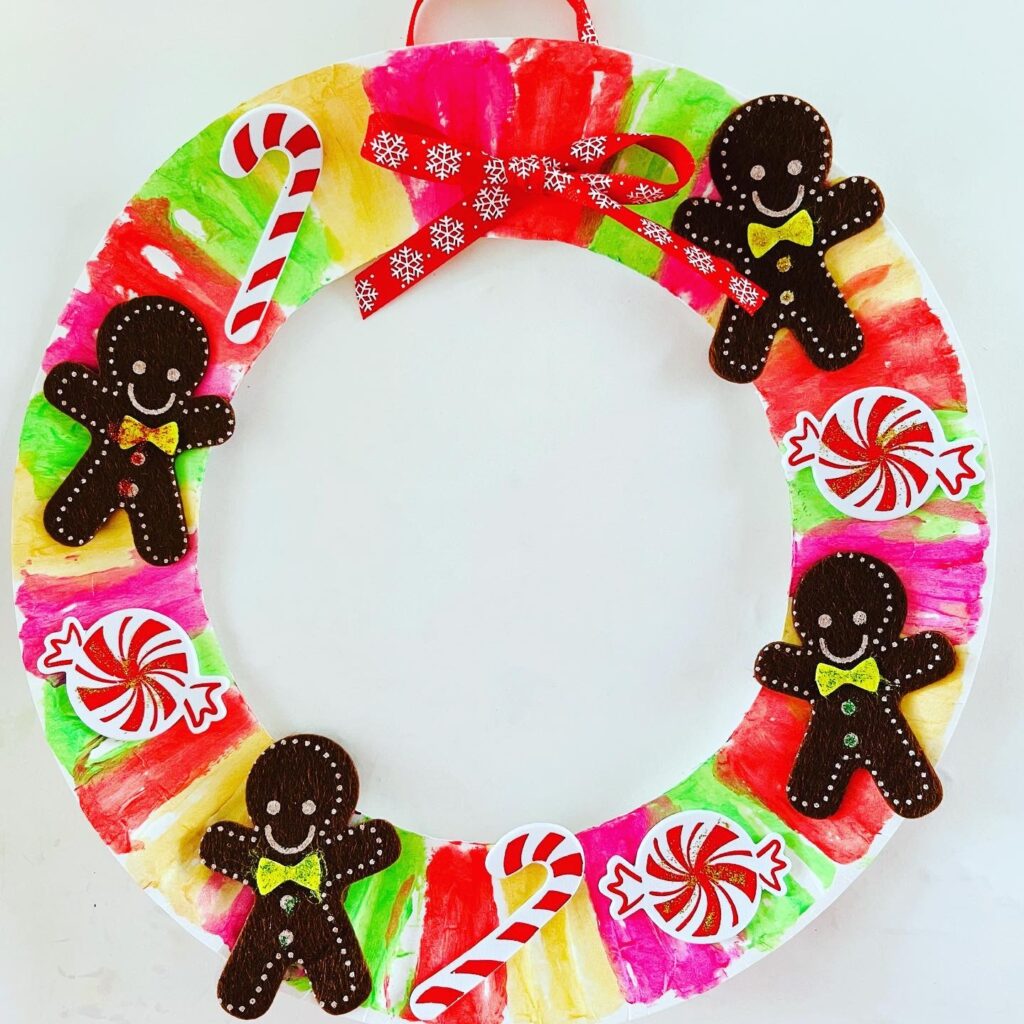 Gingerbread Man Paper Plate Wreath Craft