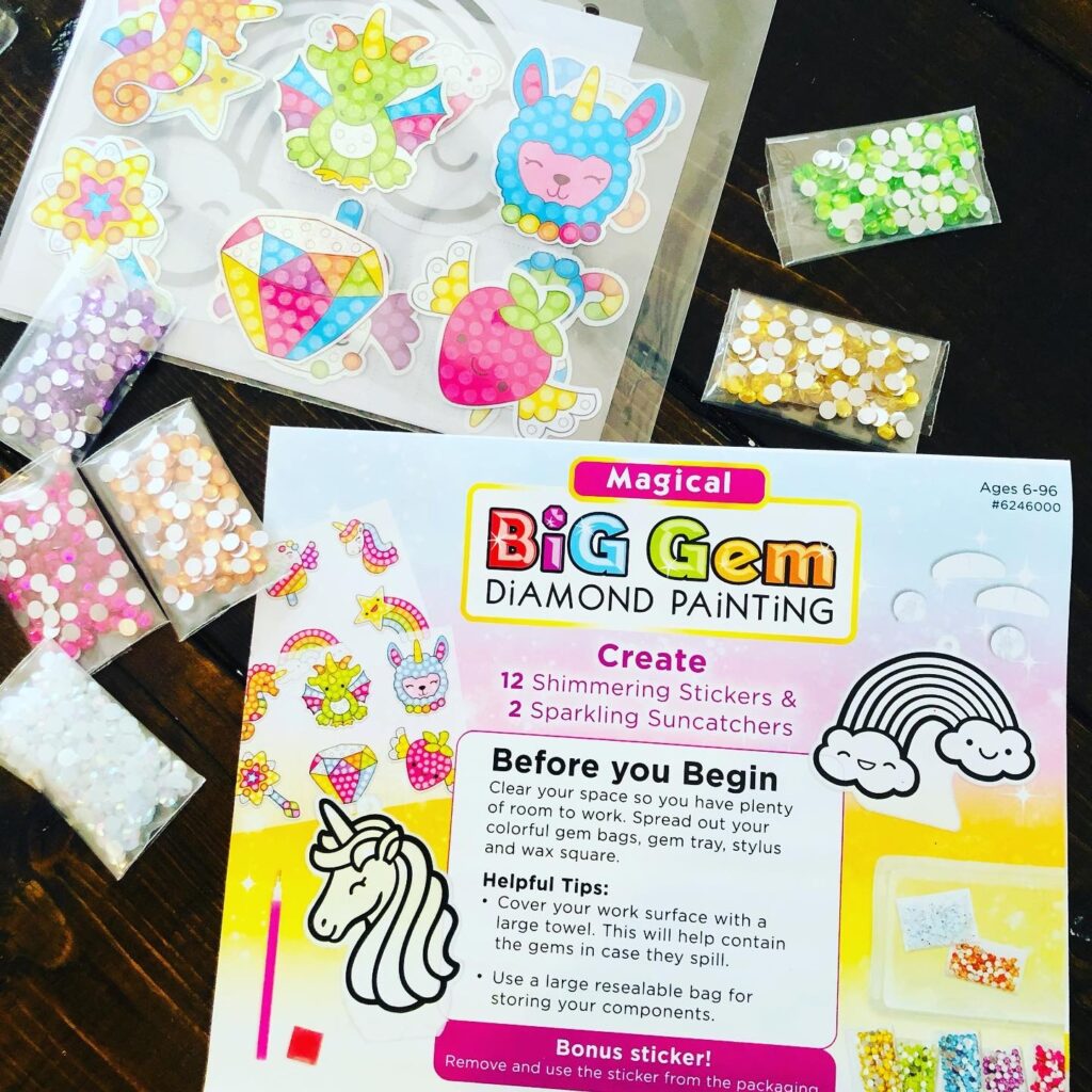 Contents for Big Gem Diamond Painting Craft Kit