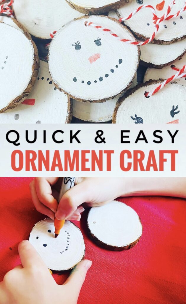 Quick and Easy Snowman Wood Slice Ornament Craft