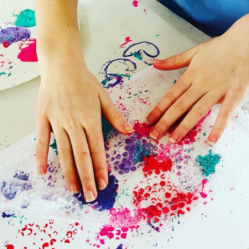 Process Art Activity with Paint and Bubble Wrap
