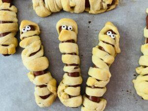 Mummy Hot Dogs for Halloween