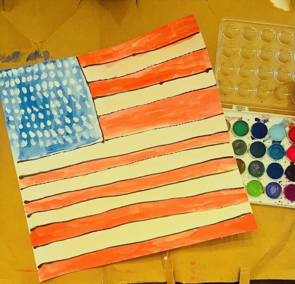 American Flag Black Glue Art
