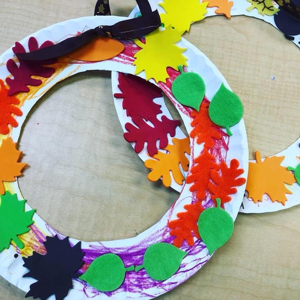 Fall Leaf Paper Plate Wreath Craft for Kids