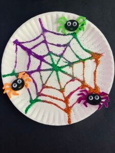 Paper Plate Glitter Spiderweb Craft